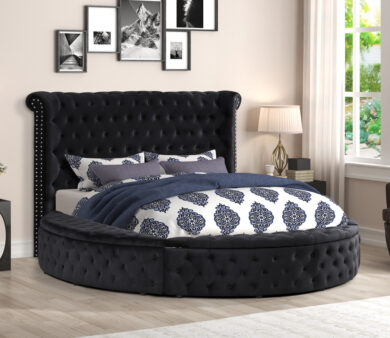Gerbera Black Velvet Rincon Round Bed