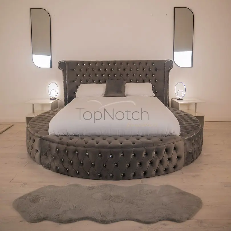 Round storage outlet bed frame