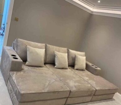 Cinema Sofa Bed with Plain Sides and Cup Holders