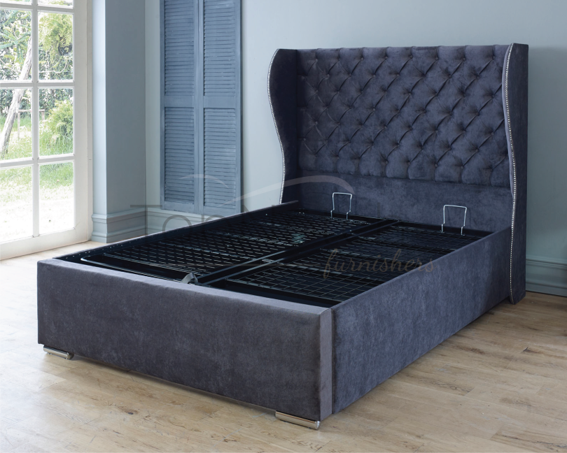 Oxford Wingback-Bed With Gas Lift Storage Topnotchfurnishers.co.uk