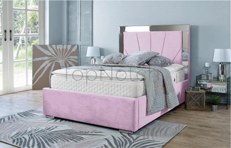 Pink Nova mirror bed Topnotchfurnishers.co.uk