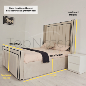 Isabella Wingback Bed Size Chart