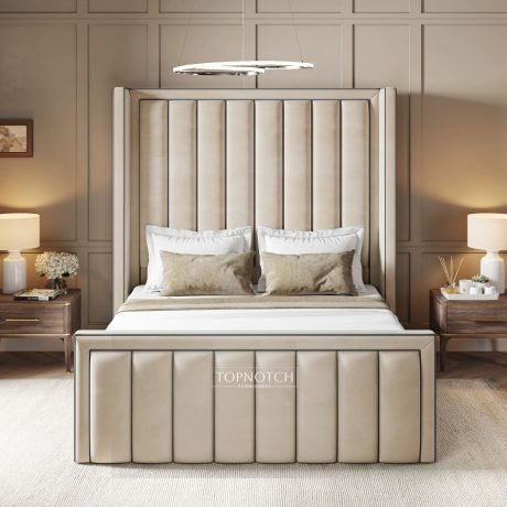 Isabella Wingback Bed with Tall Headboard - Image 2