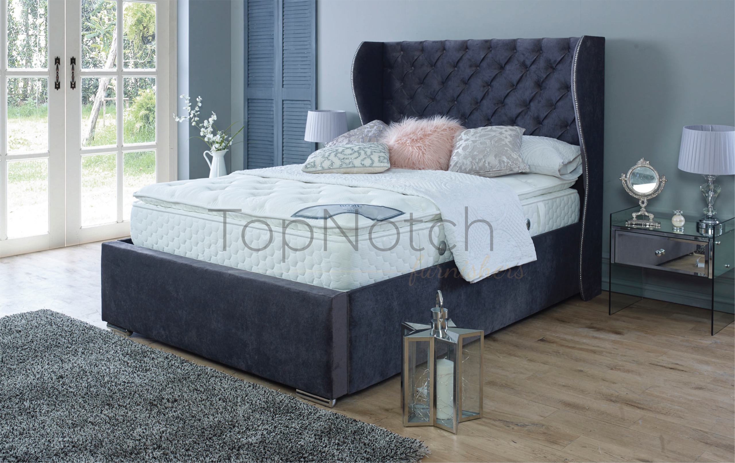 Oxford Wingback Bed With Storage