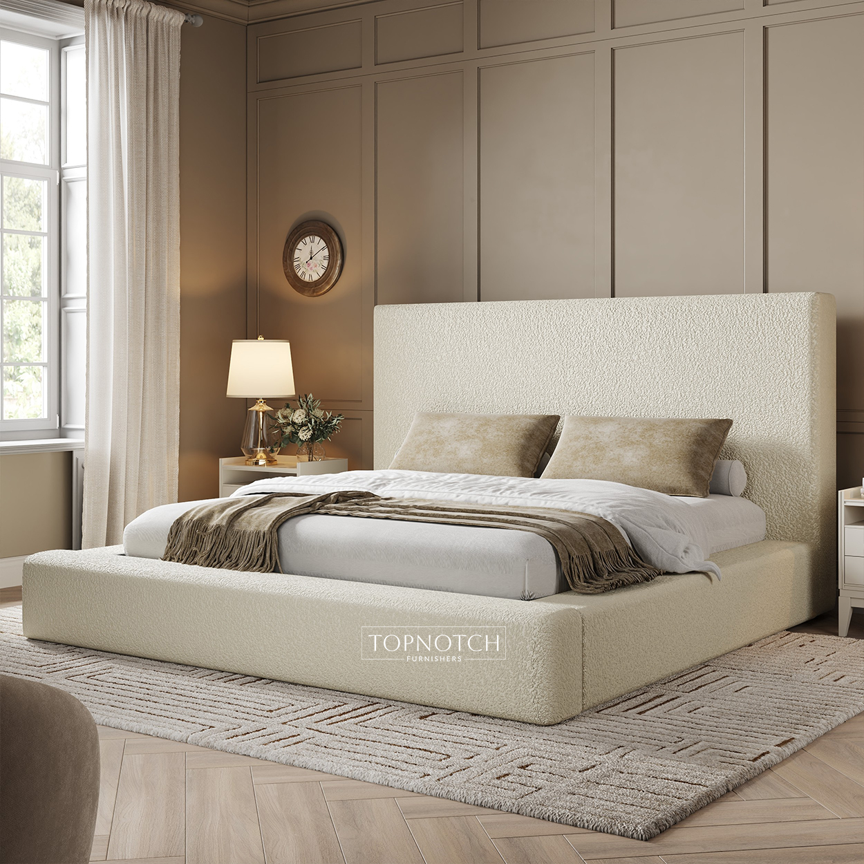 Plain Ambassador Bed in Teddy / Boucle